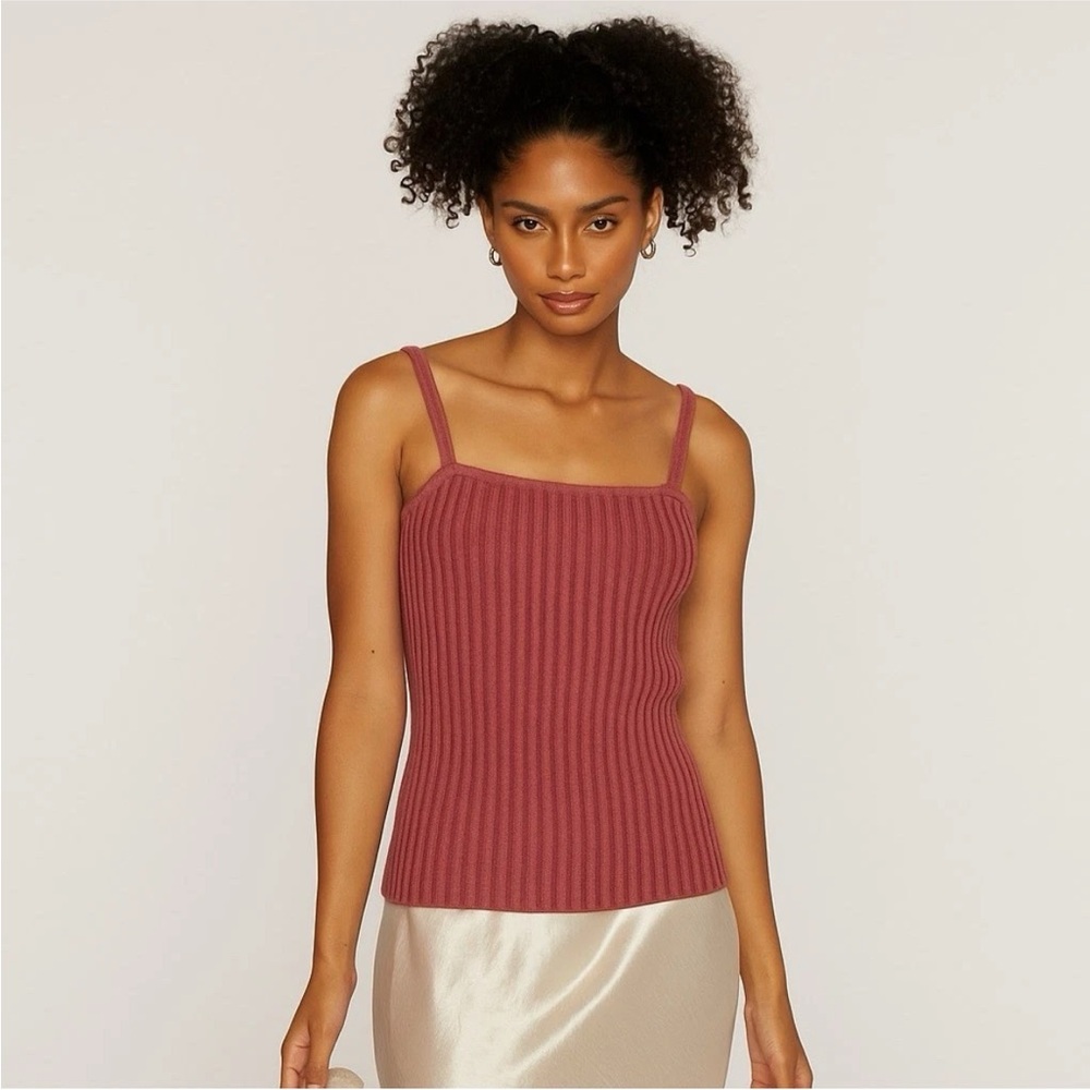 The Cashmere Project Rust Ribbed Knit Tank Top - Picture 9 of 9